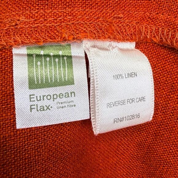 Garnet Hill Linen Artist Smock Shift Dress Womens L Paprika Boho Pockets Casual - Picture 9 of 11